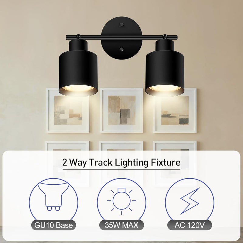 BoostArea Store 2-Light Led Track Lighting,Black Ceiling Lighting Fixtures,Wall Sconces Ceiling Spotlight with Foldable Light Arms for Kitchen, Closet, Bedroom,GU10 Socket, Bulbs Not Included - Image 3